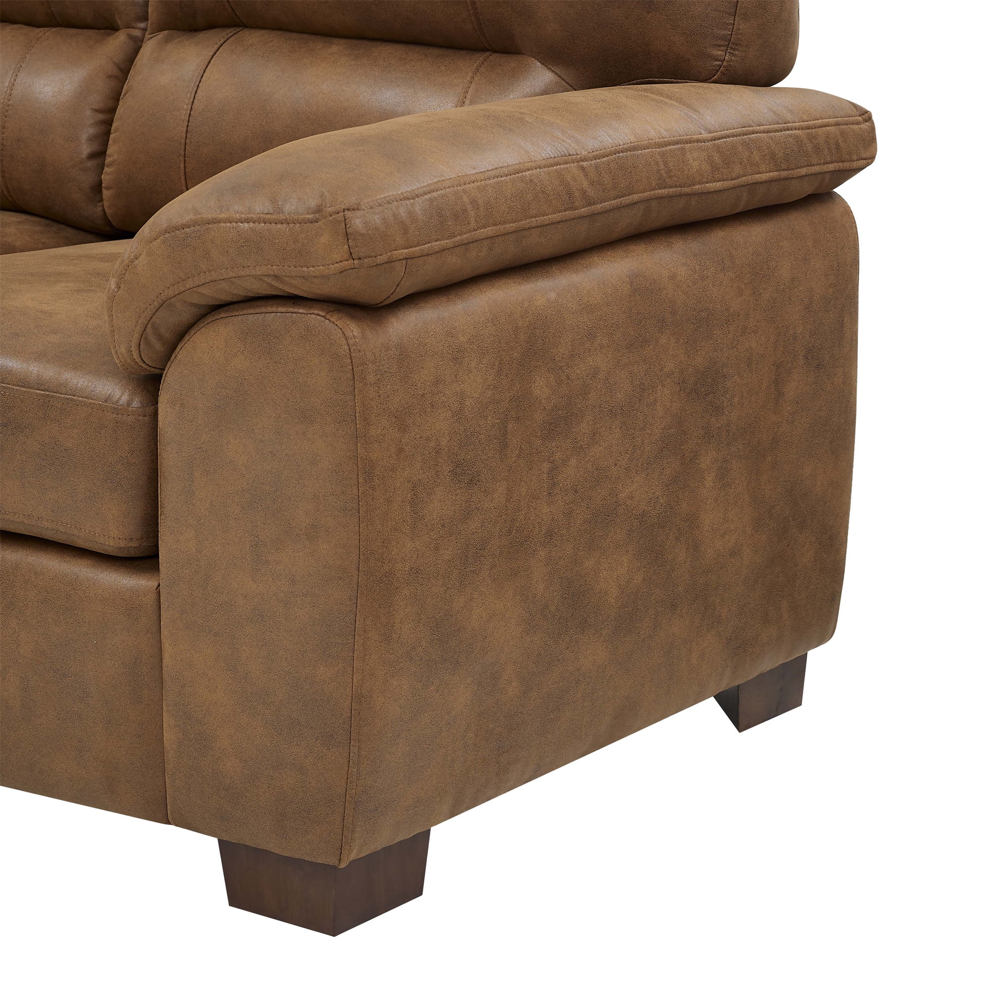 Aukfa 81" Vintage Sofa Overstuffed 3 Seat Sofa Couch for Living Room Bedroom, Foil Fabric, Brown