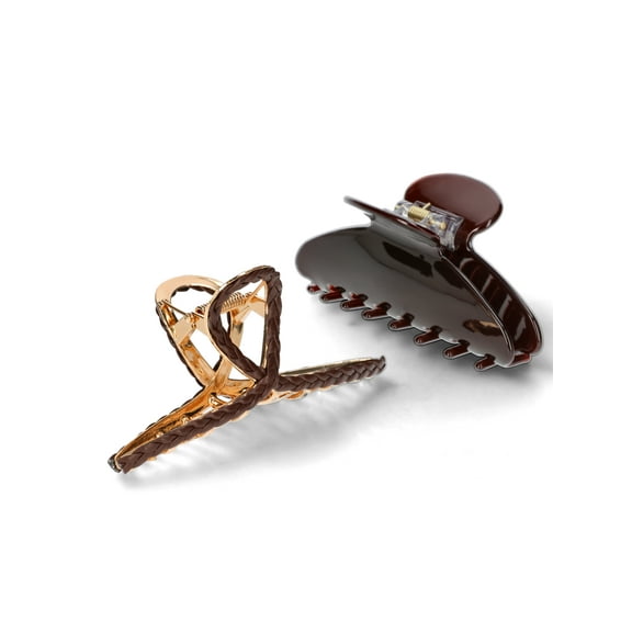 Time and Tru 2 Pack Braided PU Claws, Brown