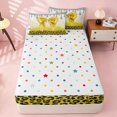 thumbnail image 4 of Homewish Yellow Bow Zipper Twin Comforter Sets with Fitted Sheet and 2 Pillowcases for Girls, Cute Leopard Print Zipper Bedding Set, 4 of 7