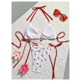 thumbnail image 2 of Women's 2 Piece Swimsuit Cherry Print Bikini Set Halter Triangle Bikini Side Tie String Bathing Suits White Red Medium, 2 of 4