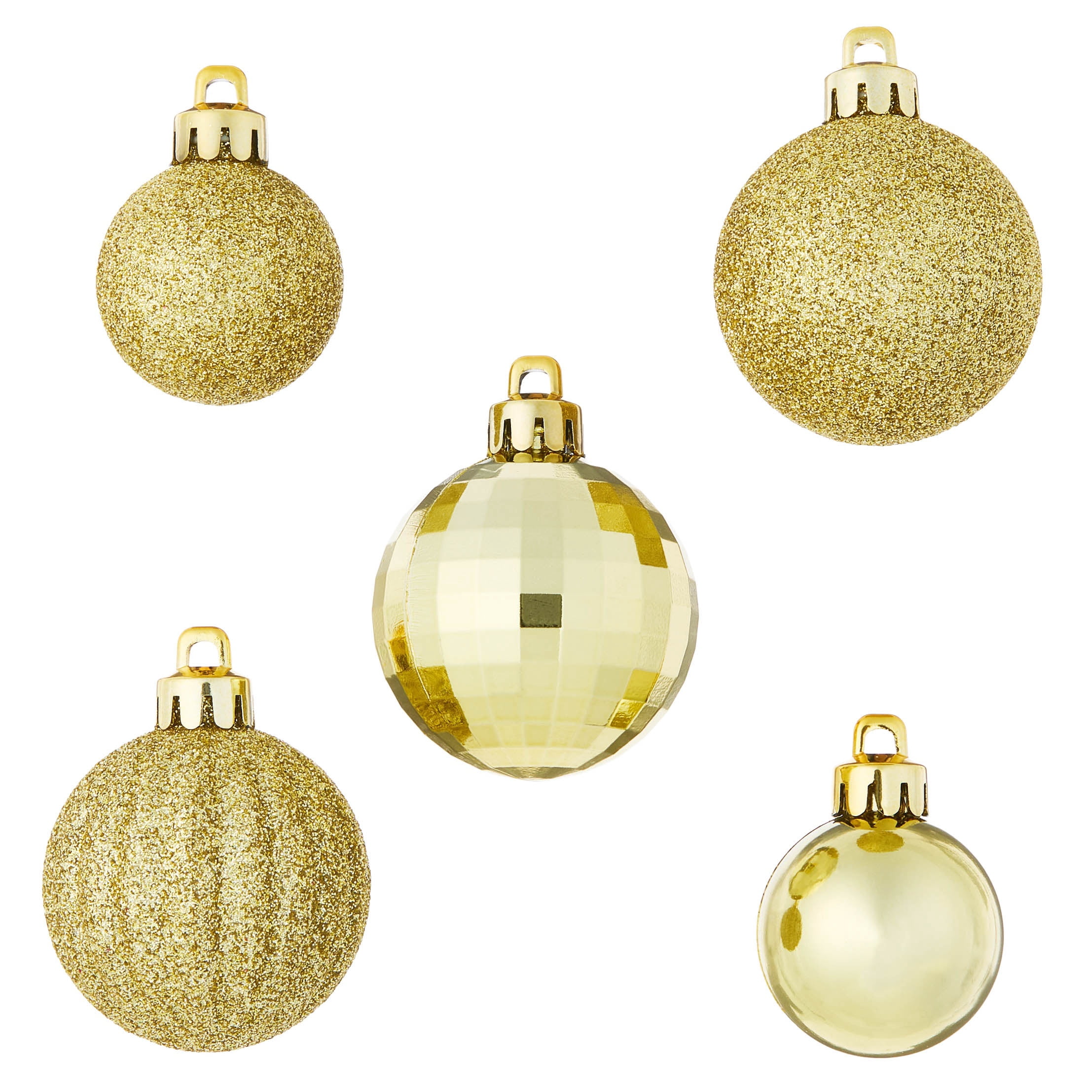20-Count Gold Mini Ball Shatterproof Christmas Ornaments, by Holiday Time