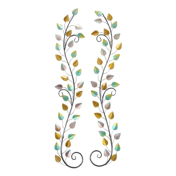 Decmode Traditional Vine-Inspired 58 X 11 Inch Iron Wall Decor - Set of 2