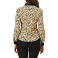 thumbnail image 4 of INSPIRE CHIC Women's Floral Button up Contrast Color Long Sleeve Work Office Shirt, 4 of 6