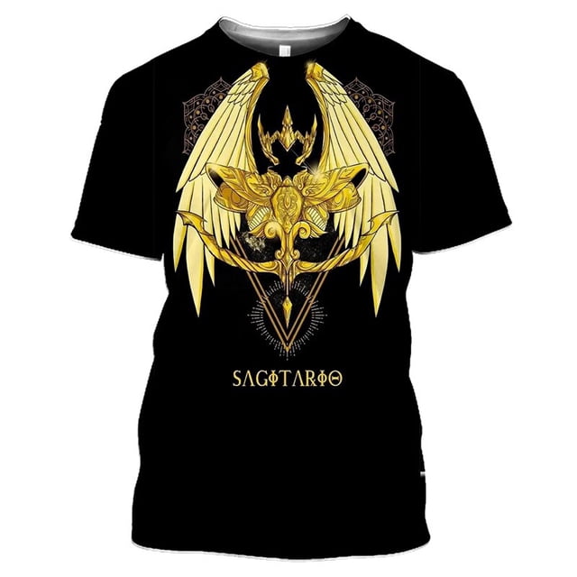 Camisetas con estampado 3D de Anime para hombres y mujeres, ropa de calle de Saint Seiya, cuello redondo, Tops Harajuku de gran tamaño, ropa para niños, Verano Qiuyongming unisex