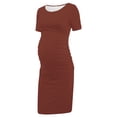 thumbnail image 7 of snilers Womens Maternity Dress Ruched Short Sleeve Crewneck Bodycon Summer Dresses Stretchy Casual Pregnancy Dress S-XL, 7 of 7