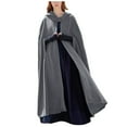 thumbnail image 2 of Women's Hooded Cape Coat, Long Wool Blend Cloak, Open Front Poncho, Elegant Winter Cloak, Dressy Winter Cloak, Elegant Outerwear Grey XL, 2 of 9