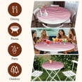thumbnail image 6 of Pink Ombre Stripes Round Tablecloth 55-60 Inch Round Fitted Table Cloth with Elastic Edge, Modern Roman Abstract Waves Art Waterproof Table Cover Protector for Outdoor Picnic Party Dining, 6 of 6