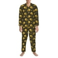 thumbnail image 3 of Fuzoiu Cute Cartoon Bees Print Men's Long-Sleeved Pajama,Lounge Button Down Nightwear,Mens Notch Collar Pajama Set -XX-Large, 3 of 7