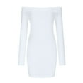 thumbnail image 4 of Women Dresses Solid Long Sleeved Sexy Strapless Leggings Dresses Fashion Dresses White Trendy Skirt Size M, 4 of 6