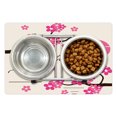 thumbnail image 1 of Pink Floral Pet Mat for Food and Water, Japanese Abstract Arty of Cherry Blossom and Mount Hill with Sun, Non-Slip Rubber Mat for Dogs and Cats, 18" X 12", by Ambesonne, 1 of 2