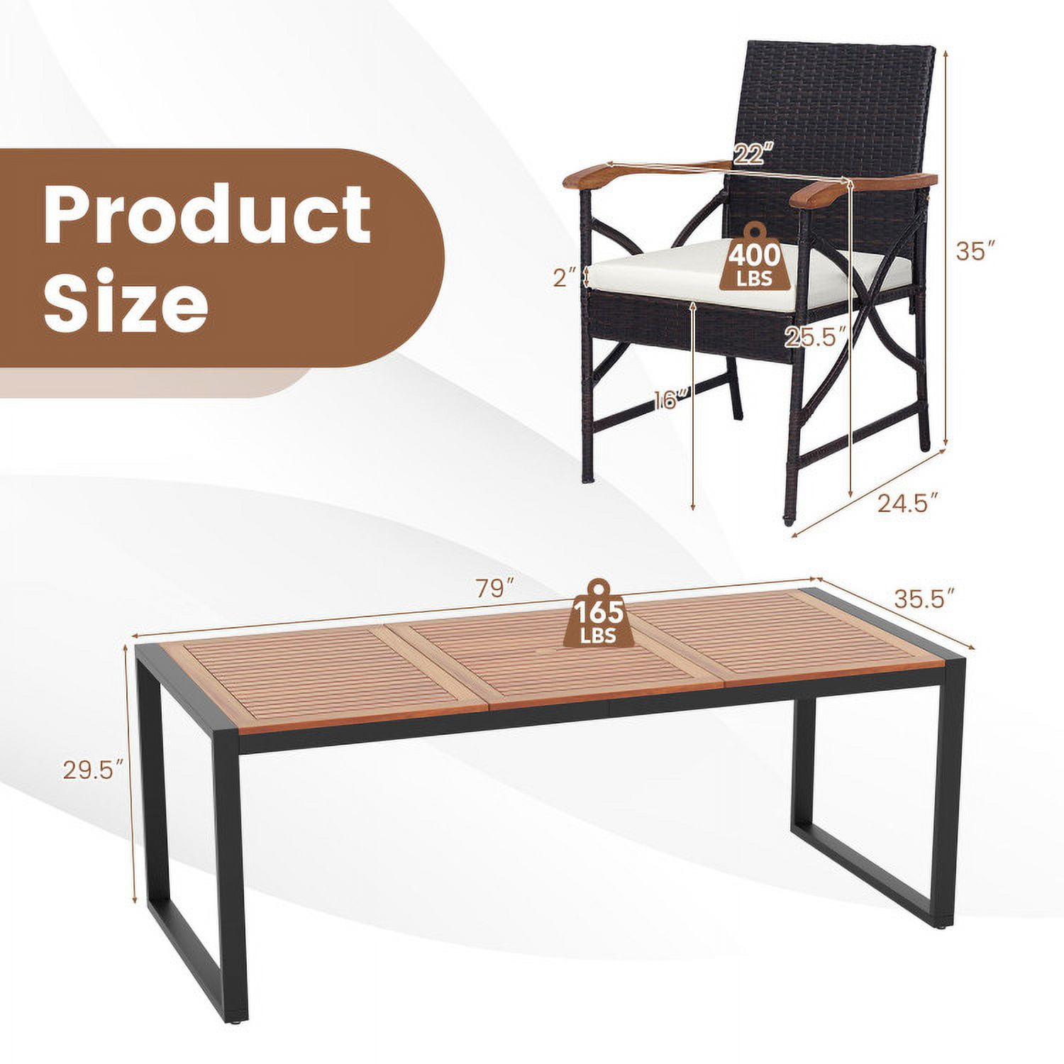 Aimee Lii 9 Pieces Patio Rattan Dining Set with Acacia Wood Table for Backyard Garden-X-side Handrail, Outdoor Patio Furniture Aimee Lii 9 Pieces Patio Rattan Dining Set with Acacia Wood Table for Backyard Garden-X-side Handrail, Outdoor Patio Furniture