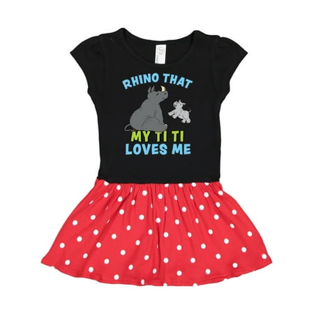 

Inktastic Rhino That My Ti Ti Loves Me with Cute Rhinos Gift Toddler Girl Dress