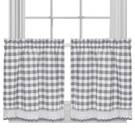 Buffalo Check Gingham Kitchen Curtain Tier Pair - 36" x 58"