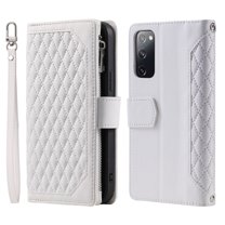 Wallet Case for Samsung Galaxy S20 FE (6.5 Inch) with Kickstand Card Slots Wrist Strap Case, Magnetic Shockproof Flip Phone Cover for Samsung Galaxy S20 FE,White