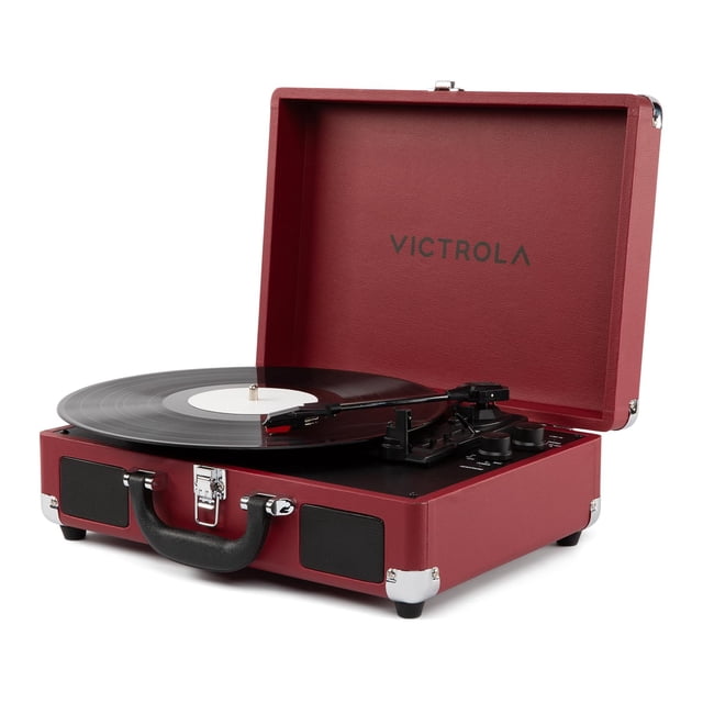 Tocadiscos Victrola Journey II Bluetooth de 3 velocidades color vino