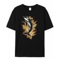 thumbnail image 7 of Killer Whale Men's T Shirts Flame Ocean T-Shirt for Men Cartoon Crew Neck Tees Cotton Tops, Black, S, 7 of 7