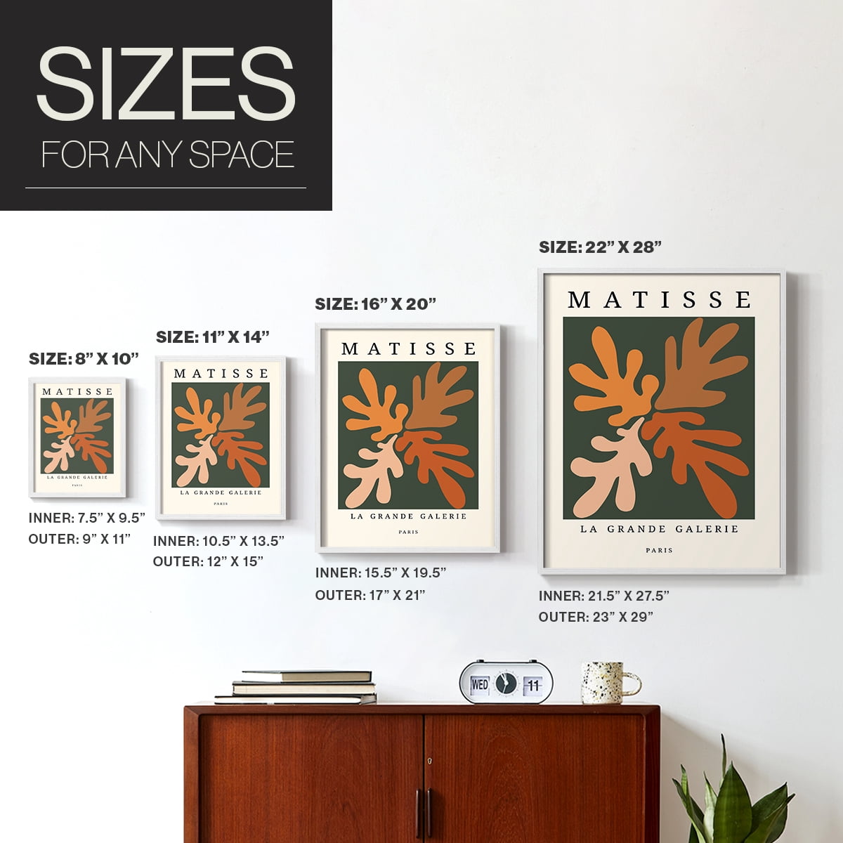 Matisse CCCLXXXV in White Solid Wood 16 x 20 Framed Print