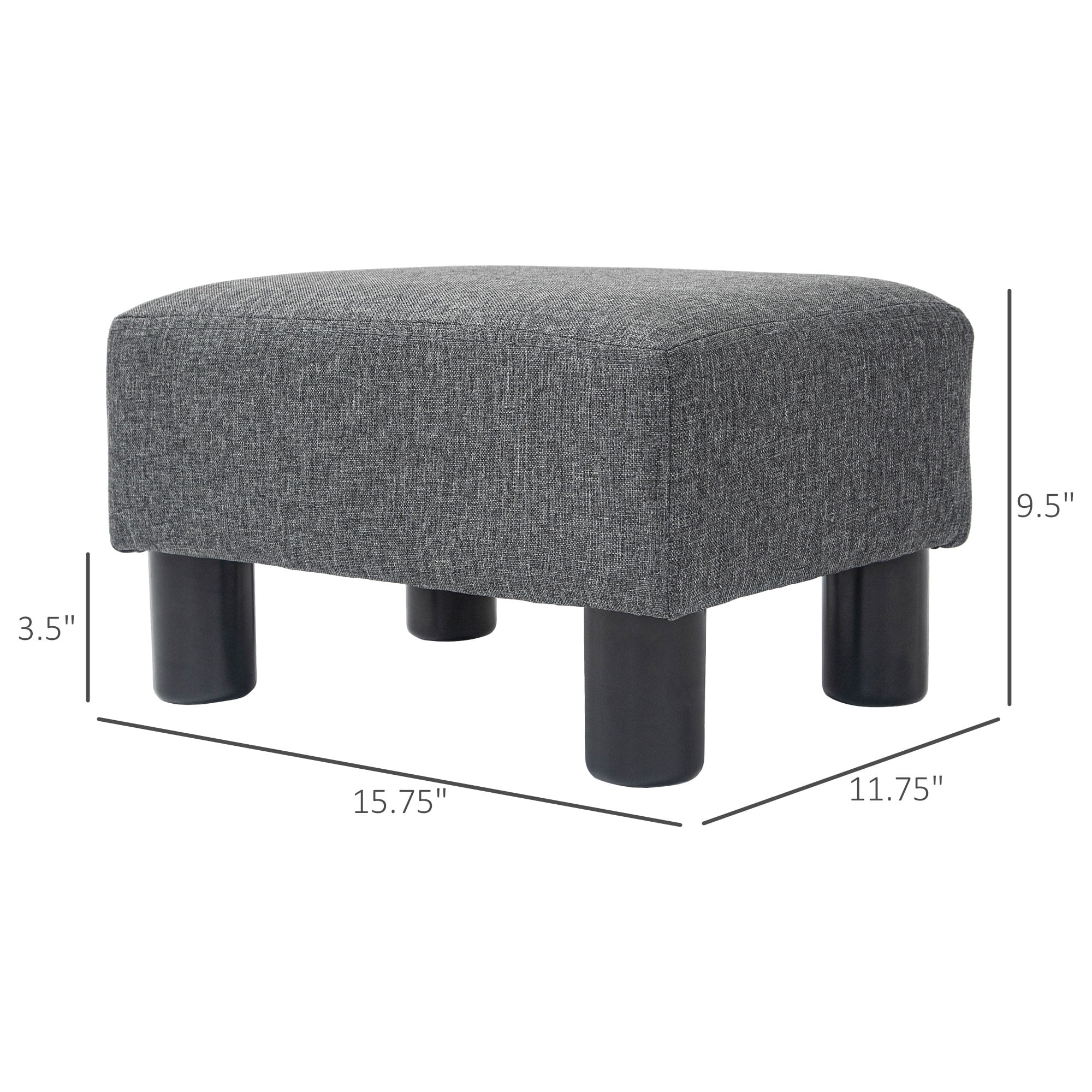 HOMCOM Ottoman Foot Rest, Small Foot Stool with Linen Fabric Upholstery