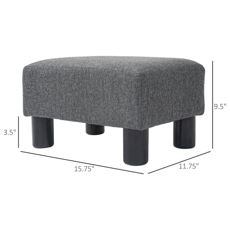 HOMCOM 16" Cube Linen Fabric Pouf Footrest Ottoman, Charcoal Gray photo 7