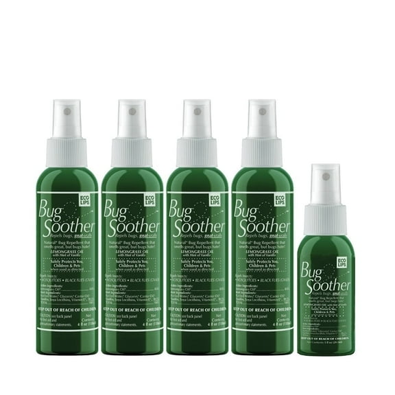 Bug Soother Spray (4, 2 oz Bottles) - Natural Gnat & Mosquito Repellent - Includes 1 oz. Travel Size