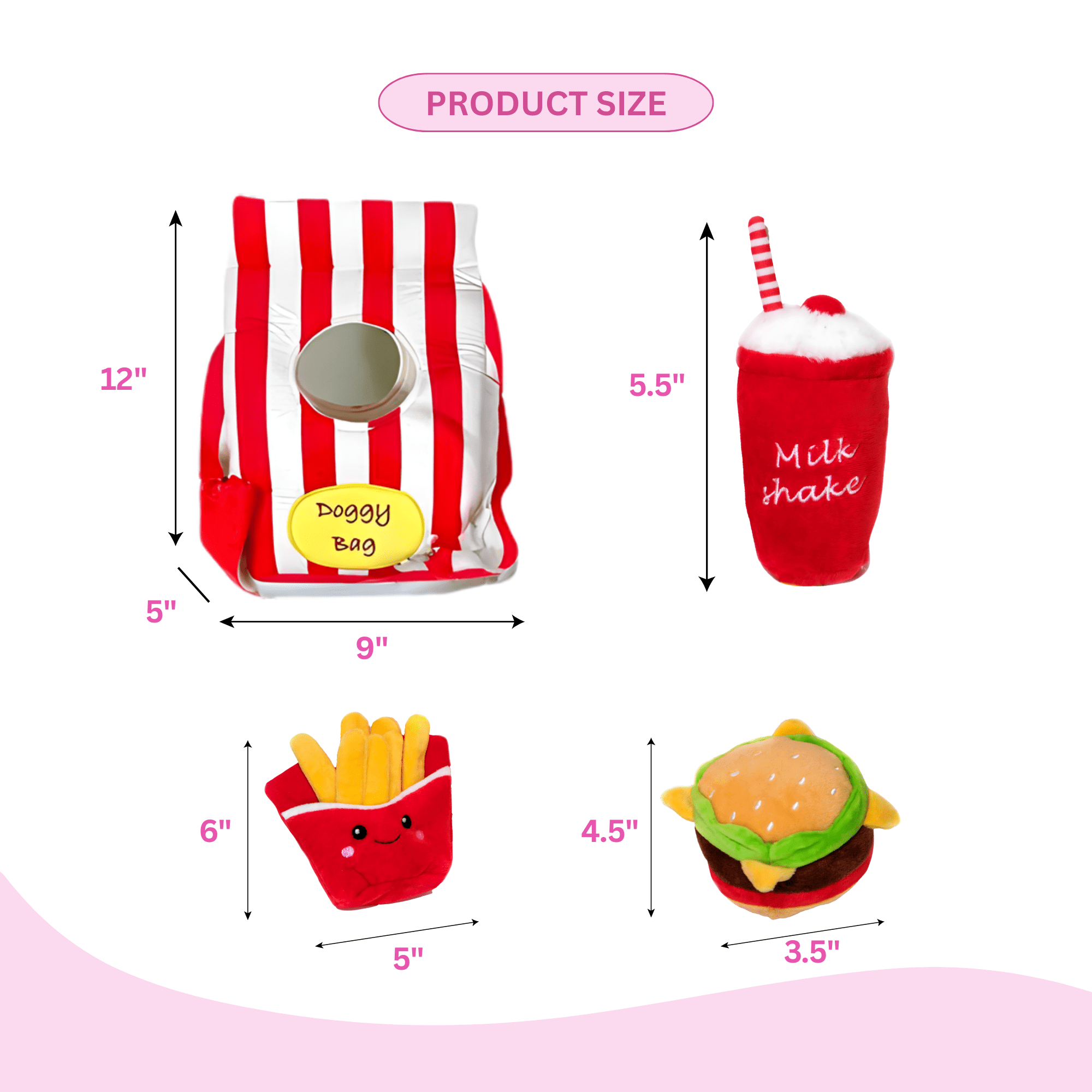 Hamburger Dog Toy Fun Fast Food Playset for Dogs - Glow Pups
