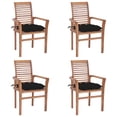 thumbnail image 1 of vidaXL Dining Chairs 4 pcs with Black Cushions Solid Teak Wood, 1 of 5