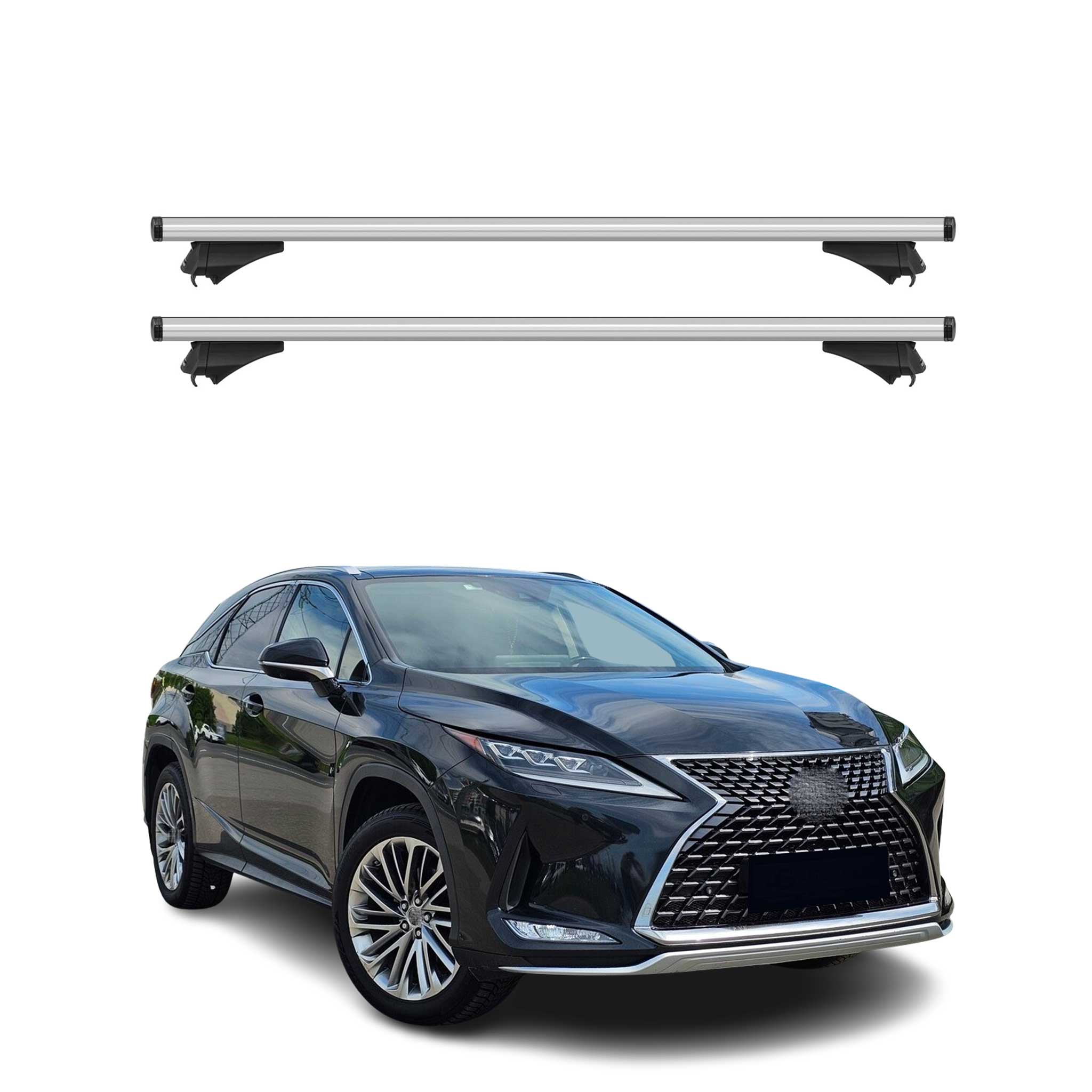OMAC Roof Racks Cross Bars For Ford F-250 Crew Cab 2017-2022 – Gray Aluminum Anti-Theft Bars For Kayak, Ski, Camping