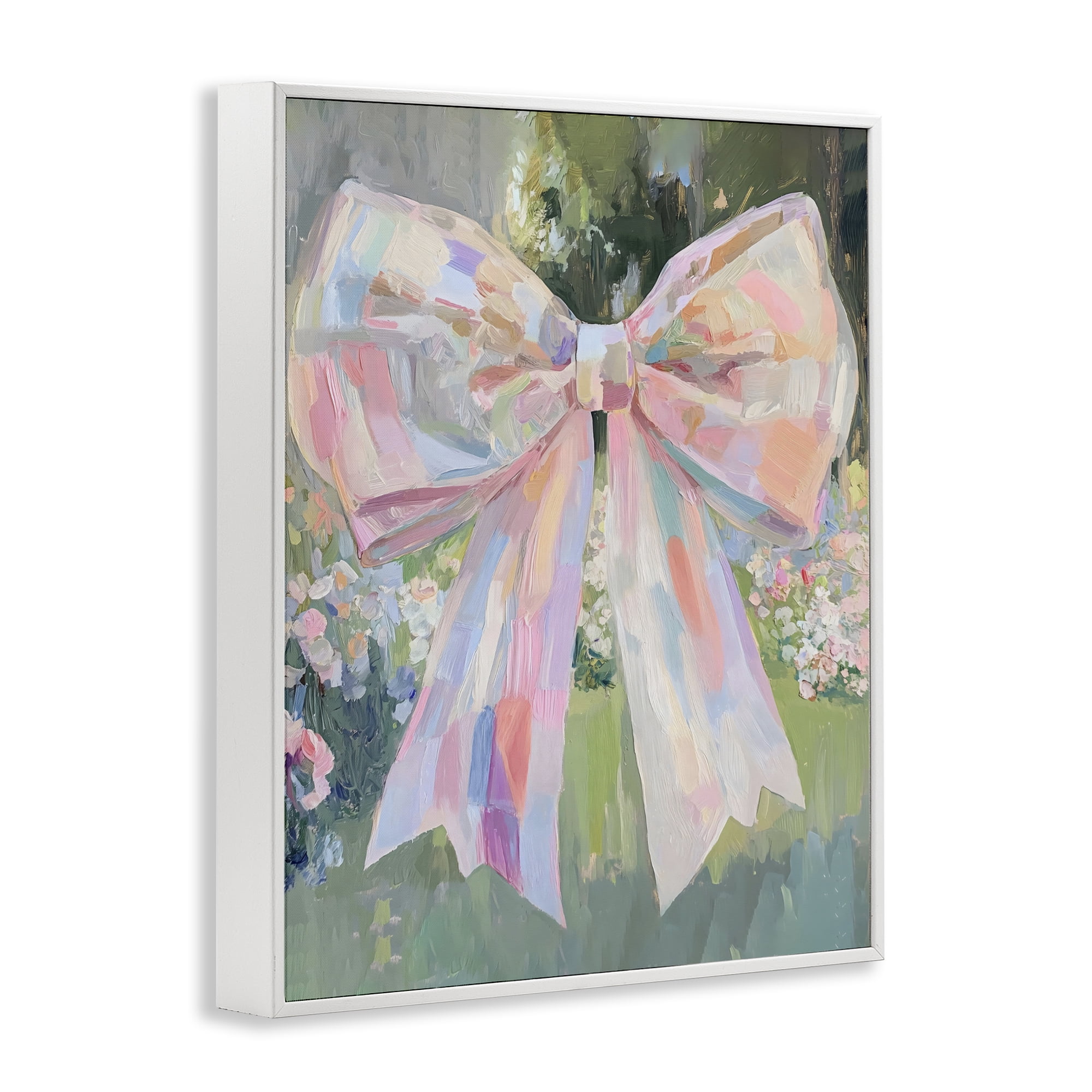 Stupell Industries Iridescent Pink Bow in Garden White Framed Giclee Art, design by The Prints Vibe