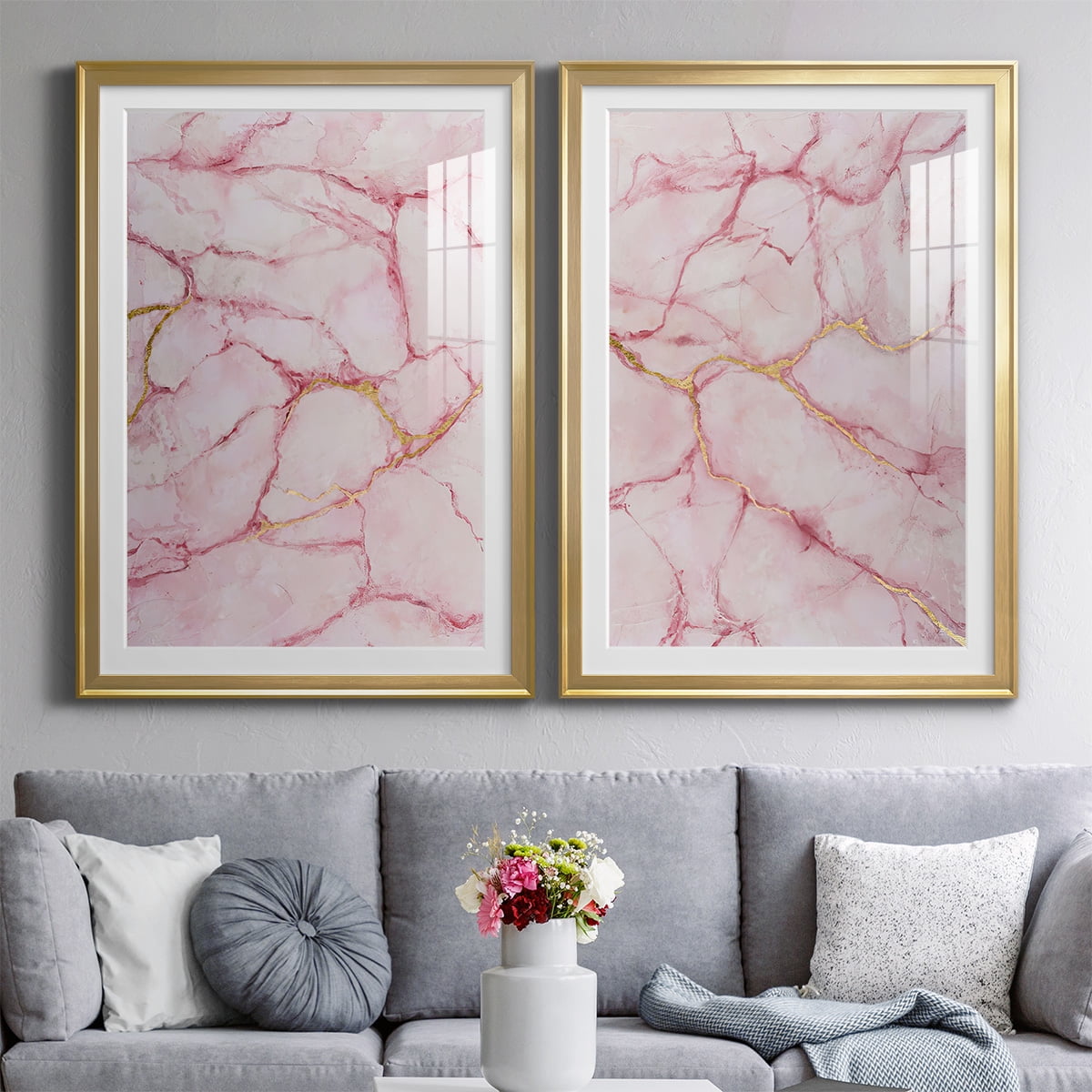 Wexford Home Rose Marble I Premium Framed Print, 18.5" x 24.5" - Ready to Hang, Gold (Set of 2)