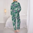 thumbnail image 3 of Pajama Sets for Women 2 Pcs, Abstract Cute Horse Flower Green Button Down Long Sleeve Sleepwear Lounge PJ Sets, 3 of 6