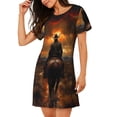 thumbnail image 2 of Picia Western Rainy Desert Cowboy Pattern Women’s Nightdress – Casual Short-sleeved Loose-Fit Sleepwear, Soft Cotton Short-Sleeve Sleep Shirt for Relaxation & Comfort, 2 of 6