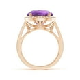 thumbnail image 2 of ANGARA Natural 5.5 Ct. Amethyst with Diamond Halo Ring in 14K Rose Gold for Women (Ring Size: 11.5), 2 of 8