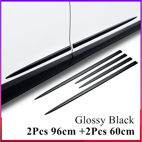4Pcs Gloss Black ABS Car Side Skirt Door Body Line Moulding Trim Cover Universal