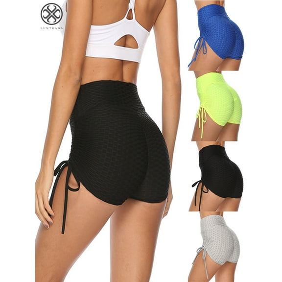 Luxtrada Women's High Waist Yoga Pants Capri Lift up Butt Tummy Control Workout Running Slimming Drawstring Stretch Sports Leggings (Black,S)