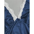 thumbnail image 3 of Dusty Blue Womens Halter Neck Lace Trim Satin A-Line Mini Dress, 3 of 5