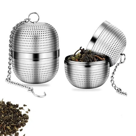 

2 Pcs Tea Ball Tea Strainer with Stainless Steel Chain Filter for Tea Spices Most Cups and Teapots