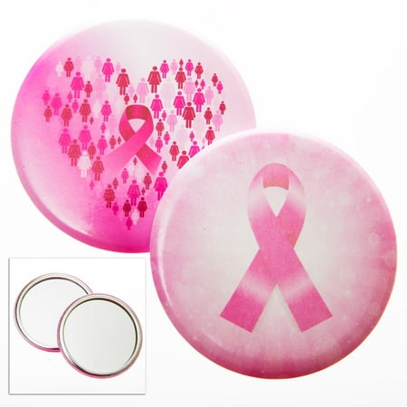 Ribbon Mirror - Pink Ribbon Button Mirror