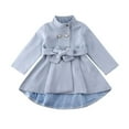 thumbnail image 1 of Manteau d'Extérieur Enfant Enfant Automne Longue Robe Solide Coupe-Vent Blouson avec Ceinture, 1 of 8