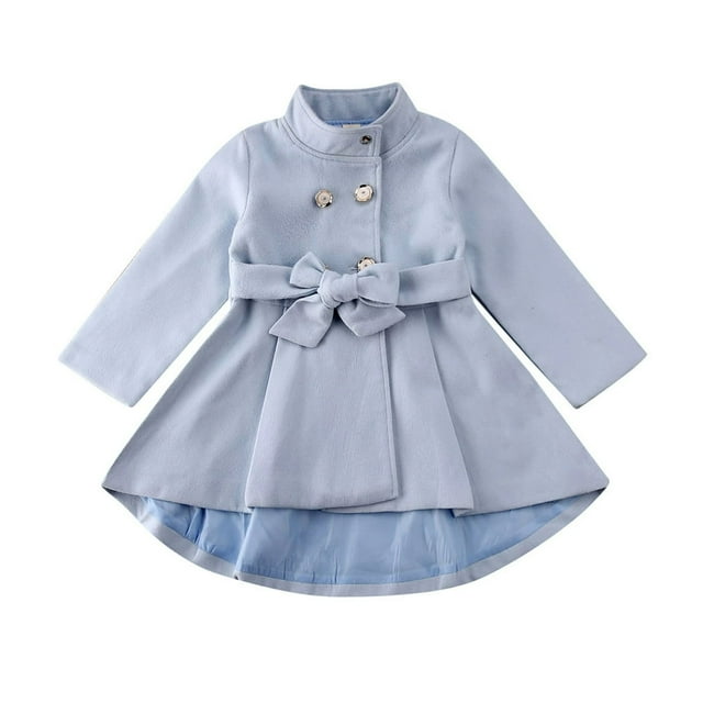 Manteau d'Extérieur Enfant Enfant Automne Longue Robe Solide Coupe-Vent Blouson avec Ceinture