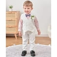 thumbnail image 2 of ZOEREA Toddler Baby Boy Clothes Suit Gentleman Wedding Outfits, Formal Dress Shirt+Bowtie+Vest+Boutonniere+Suspender Pants, 2 of 13