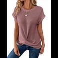 thumbnail image 2 of Camisetas para Mujer, Camisetas Informales con Mangas Murciélago Lisas y Dobladillo Cruzado, Camisetas Ajustadas A Gris Rosado Pálido M, 2 of 8