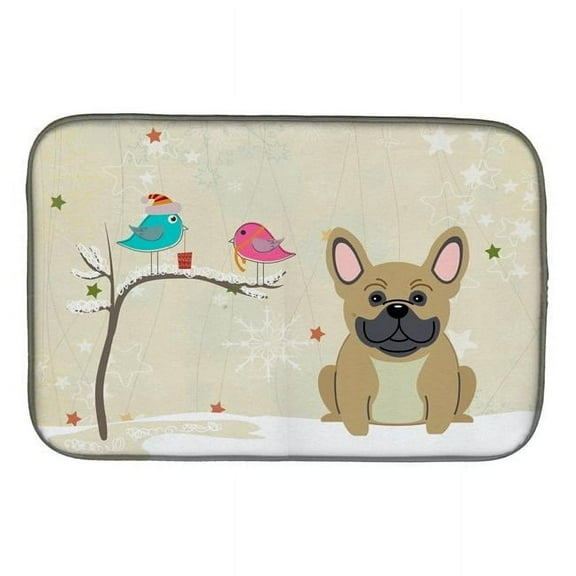 Carolines Treasures BB2482DDM Christmas Presents Between Friends French Bulldog Cream Dish Drying Mat