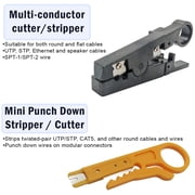 9-in-1 Network Toolkit with RJ45 Ethernet Crimping Tool, Krone Type Punch Down Tool, Networking Cable Tester, RJ45 Connectors, and Wire Strippers with Carrying Case
