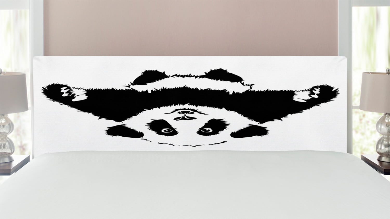 Panda Headboard, Funny Panda Wants to Hug and Cuddle Friendly Cartoon