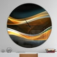 thumbnail image 3 of Designart '3D Gold Waves in Black ' Modern wall clock, 3 of 4