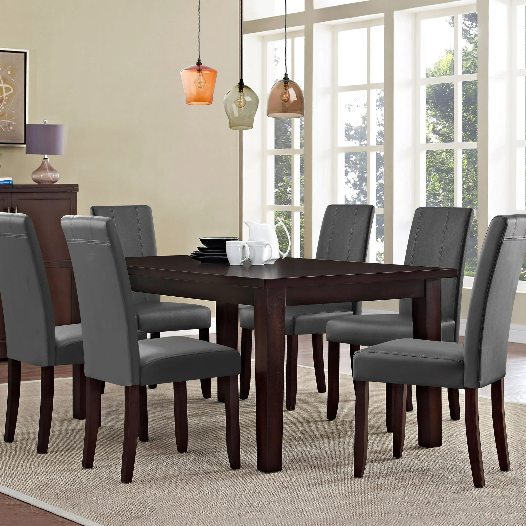 Subrtex Urban Style PU Leather Parsons Dining Chair Waterproof Dirt resistant Dining Chair, Set of 6, Black