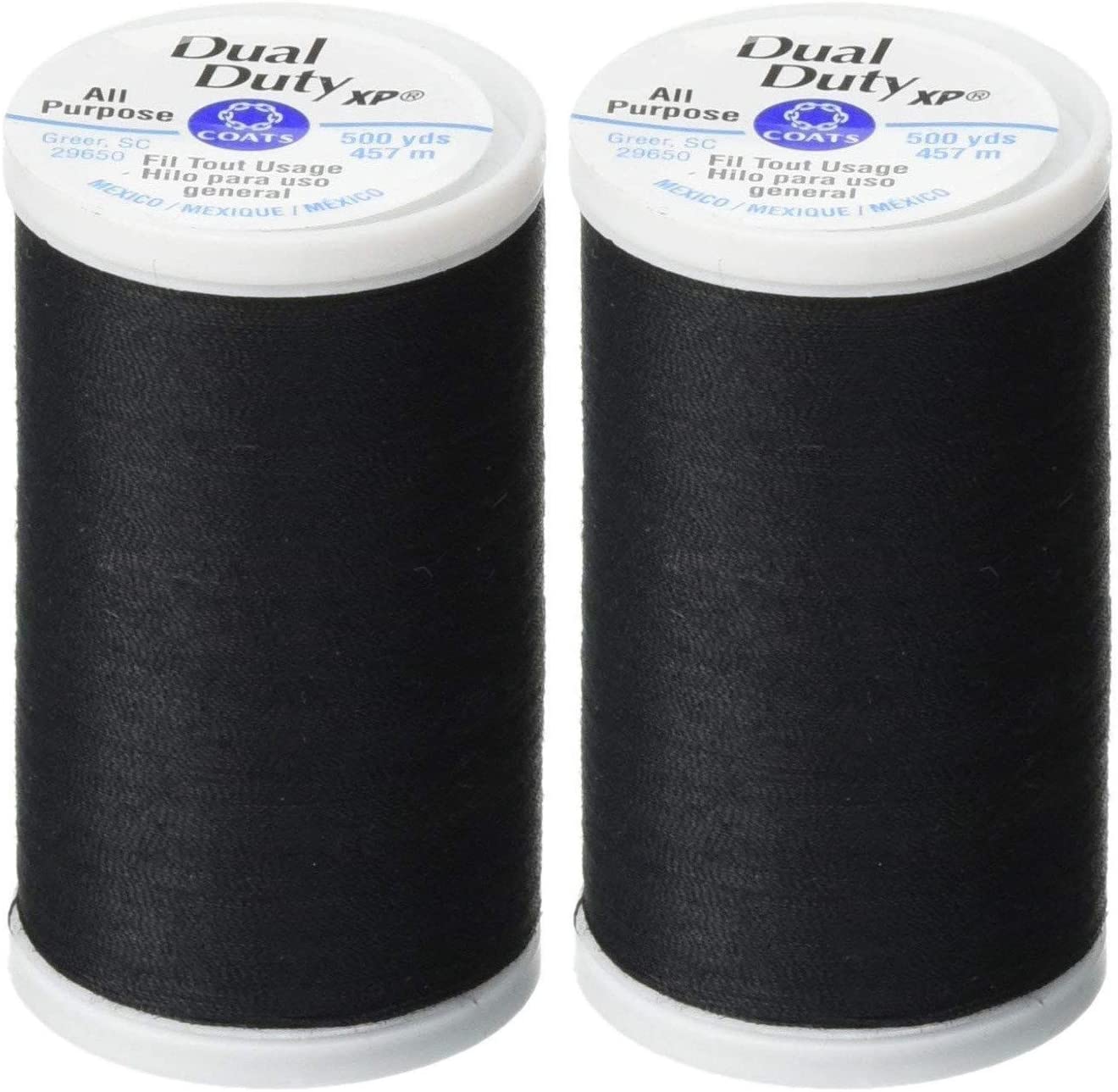 Coats & Clark Dual Duty XP General Purpose Thread, 500 Yards, Black (2 Pack)