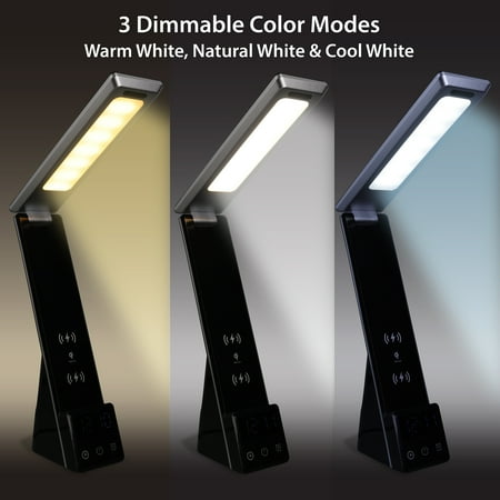 Mainstays 10.9' 5-in-1 LED Dimmable Wireless Charging Foldable Hinge Desk Lamp