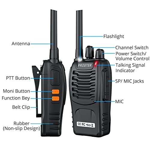 Walkie Talkies Proster recargables 1 par 16 canales radios bidireccionales