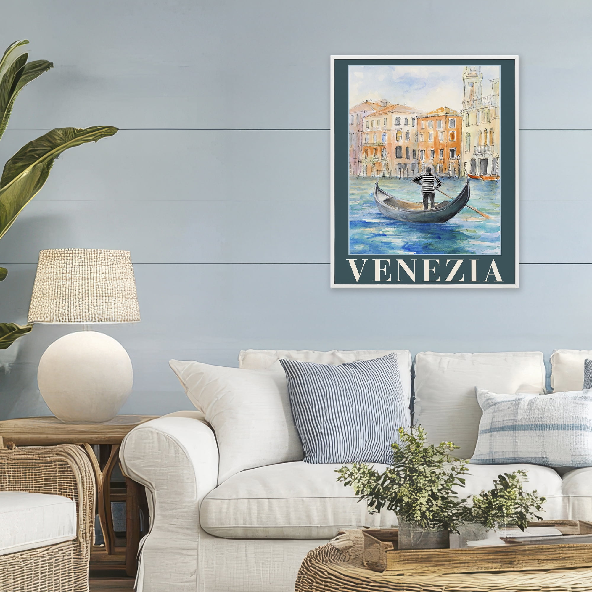 Stupell Industries Venezia Gondola View White Framed Giclee Art, design by Lanie Loreth
